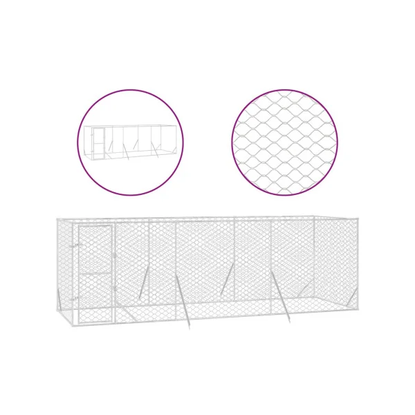 Chenil grillagé 6x2x2m 12m² Enclos extérieur galvanisé pour chien galvanisé pour chien