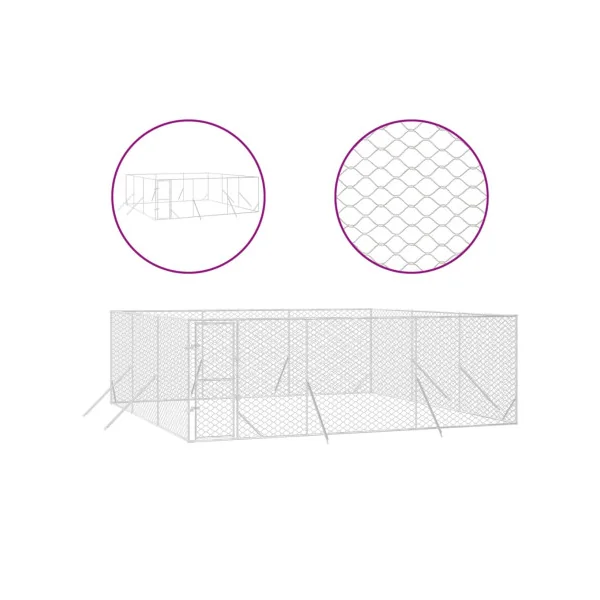 Chenil grillagé 6x6x2m 36m² Enclos extérieur galvanisé pour chien