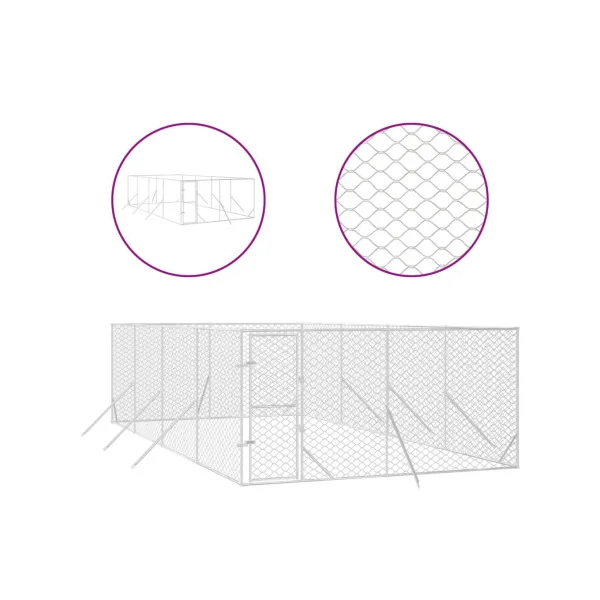 Chenil grillagé 8x4x2m 32m² Enclos extérieur galvanisé pour chien