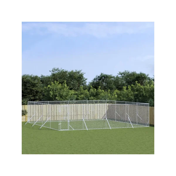 Chenil grillagé 8x8x2m 64m² Enclos extérieur galvanisé pour chien