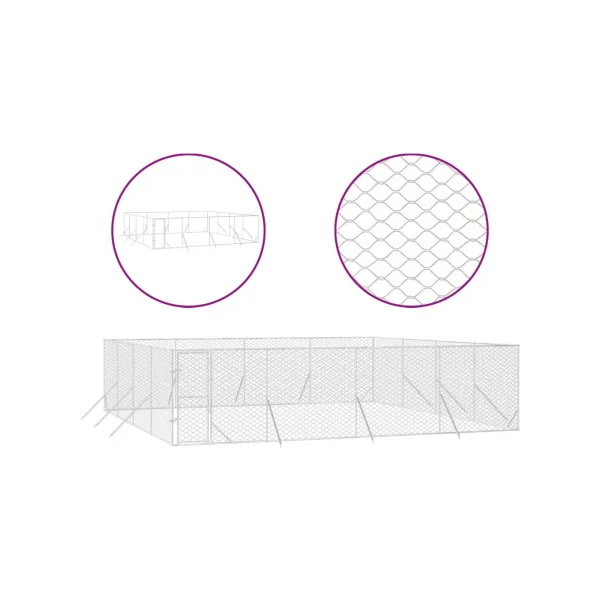 Chenil grillagé 8x8x2m 64m² Enclos extérieur galvanisé pour chien