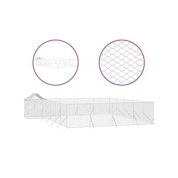Chenil grillagé avec Toit 10x8x2,50m Enclos extérieur galvanisé