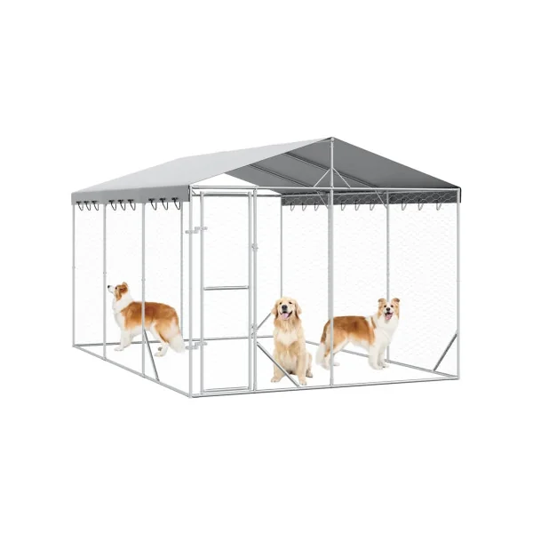 Chenil grillagé avec Toit 3x4,50x2,50m 13,5m² Enclos extérieur galvanisé