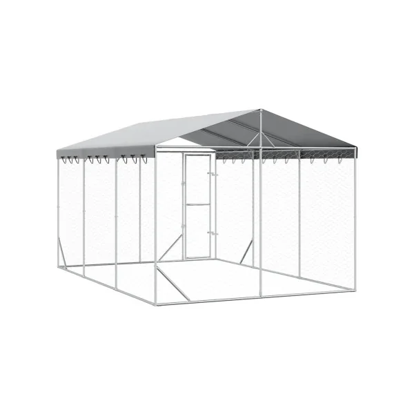 Chenil grillagé avec Toit 3x4,50x2,50m 13,5m² Enclos extérieur galvanisé