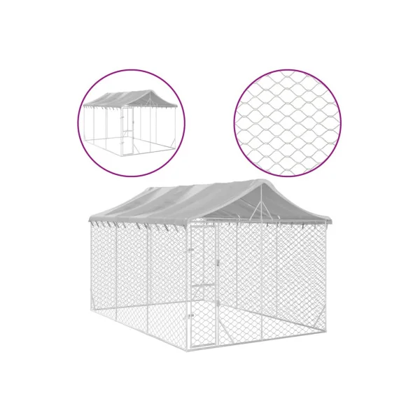 Chenil grillagé avec Toit 3x4,50x2,50m 13,5m² Enclos extérieur galvanisé