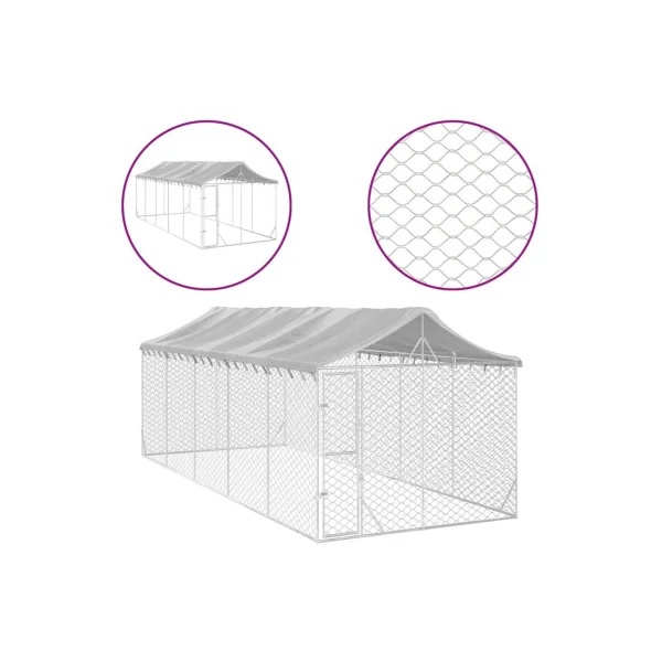 Chenil grillagé avec Toit 3x7,50x2,50m 22m² Enclos extérieur galvanisé