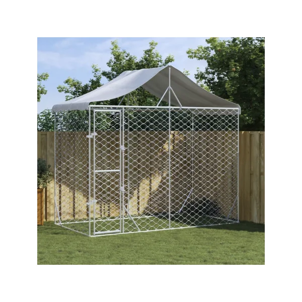 Chenil grillagé avec toit 4,50m² Enclos extérieur galvanisé pour chien