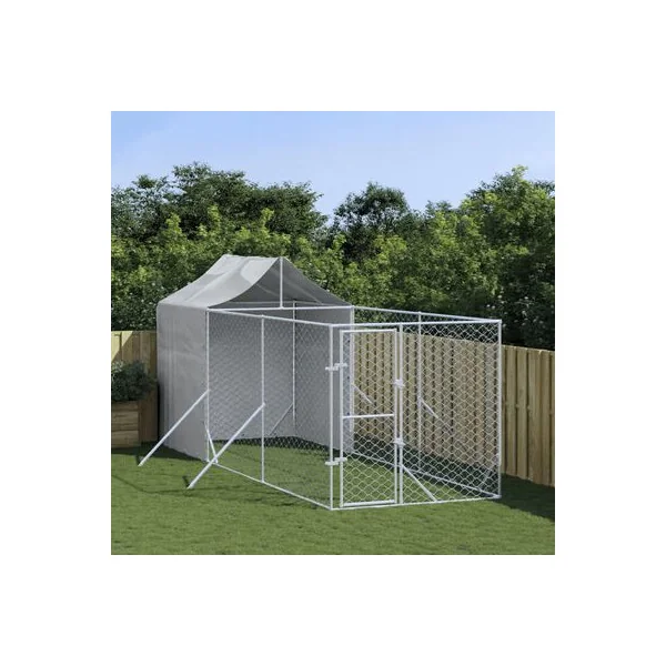 Chenil grillagé avec Toit 6x2x2,50m 12m² Enclos extérieur galvanisé pour chien