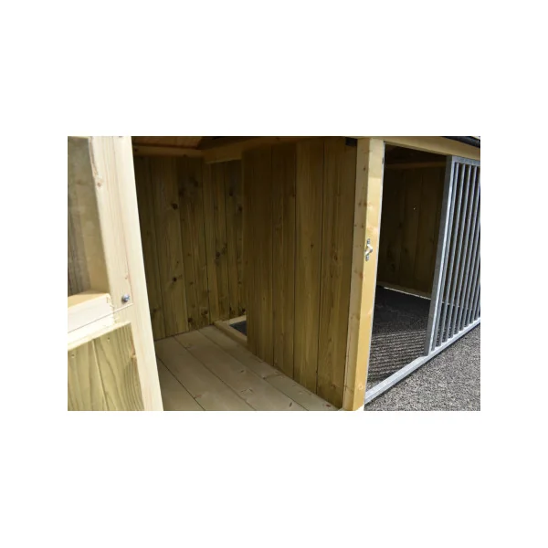 Chenil à barreaux Solide avec Abri Couvert avec Plancher Chenil en bois fermé sur 3 cotés