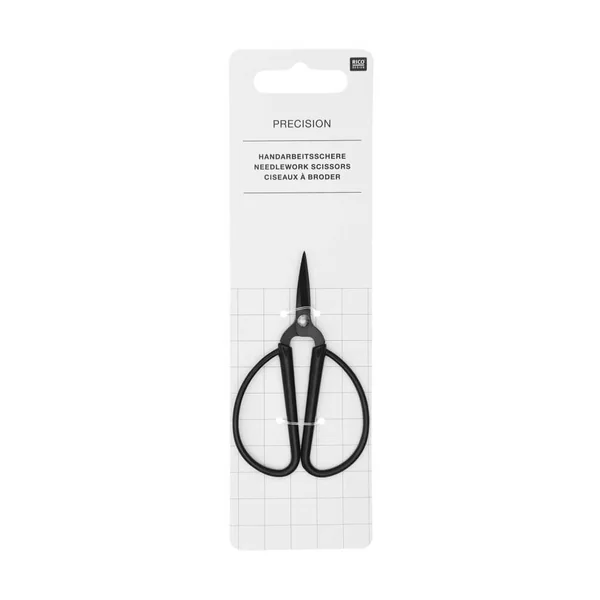 Ciseaux à broder grands anneaux noirs 9cm - Rico Design