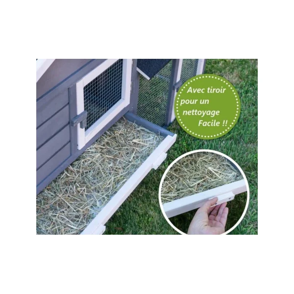 Clapier gris et blanc clapier en bois clapier grillagé clapier lapin avec enclos