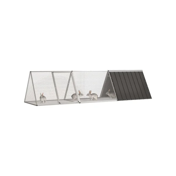 Clapier lapin en métal galvanisé anthracite Taille 2 Cage lapin avec enclos Parc rongeur acier