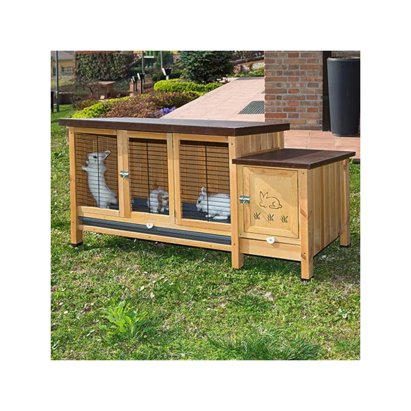 Clapier lapin XXL 154 cm Maille anti rongement Clapier avec enclos et dortoir Bac amovible