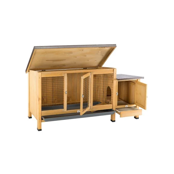 Clapier lapin XXL 154 cm Maille anti rongement Clapier avec enclos et dortoir Bac amovible