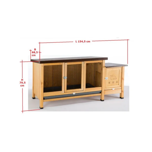 Clapier lapin XXL 154 cm Maille anti rongement Clapier avec enclos et dortoir Bac amovible