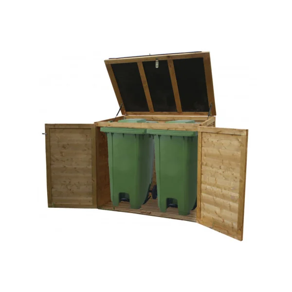 Coffre de jardin en pin du nord avec toit PVC 1350L Coffre de rangement en bois coffre de stockage bois coffre extérieur en bois