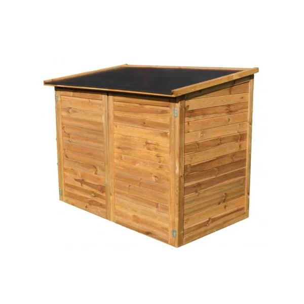 Coffre de jardin en pin du nord avec toit PVC 1350L Coffre de rangement en bois coffre de stockage bois coffre extérieur en bois