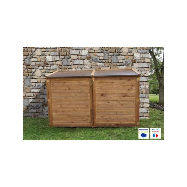 Coffre de jardin en pin du nord avec toit PVC 2000L Coffre de rangement en bois coffre de stockage bois coffre extérieur en bois
