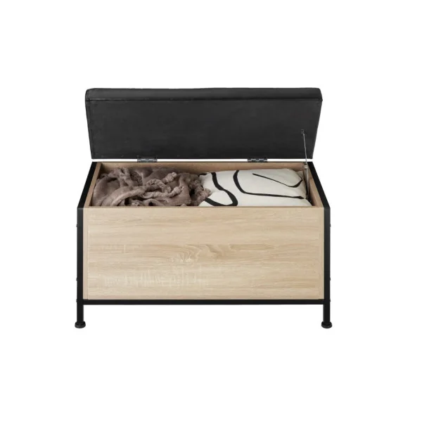 Coffre de rangement industriel coffre en bois malle en bois coffre bois clair avec assise confortable