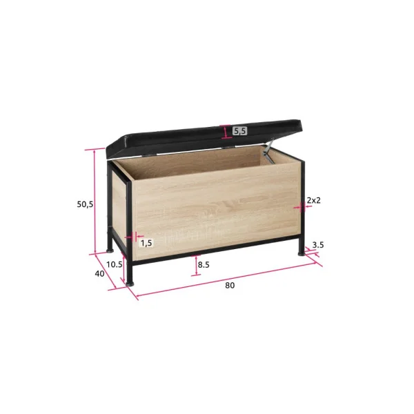 Coffre de rangement industriel coffre en bois malle en bois coffre bois clair avec assise confortable