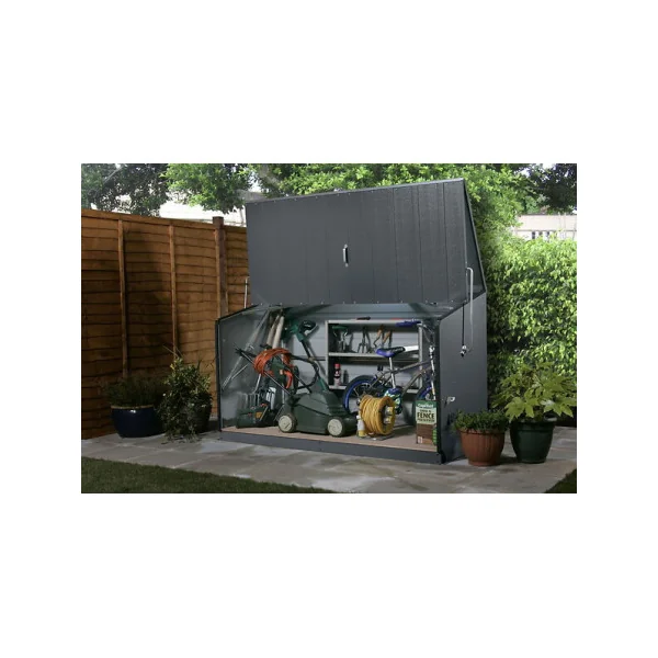 Coffre Jardin Métal Anthracite Acier Galvanisé Gainé PVC Coffre de Rangement en Métal Coffre Stockage Métal coffre extérieur