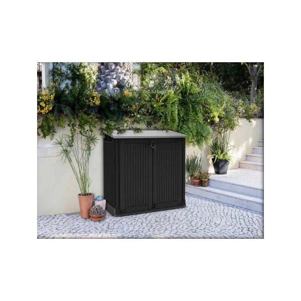 Coffre Multifonctions 880L gris noir Coffre de rangement en résine Coffre de stockage