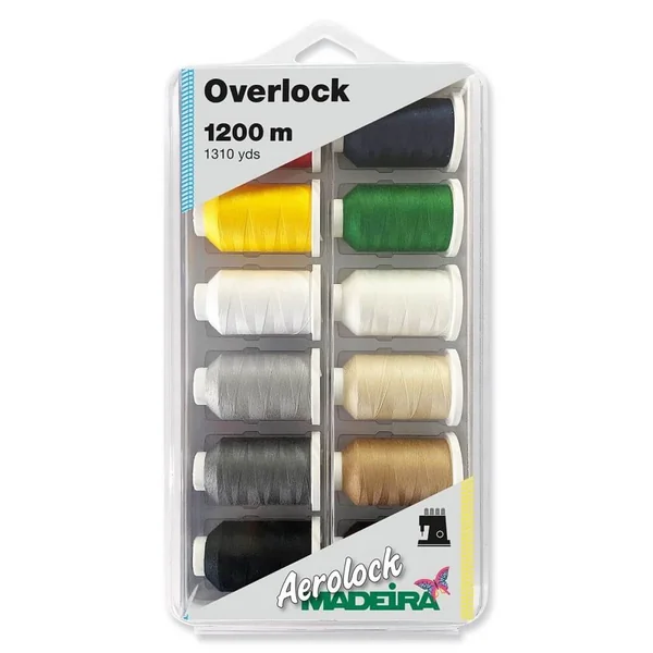 Coffret de 12 cônes de fil mousse uni Aerolock N°125 Madeira - 1200m - Certifié Oeko-Tex
