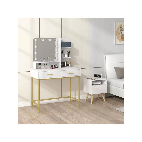 Coiffeuse avec miroir et LED Coiffeuse moderne Table maquillage Coiffeuse femme Coiffeuse chambre