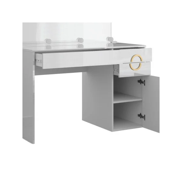 Coiffeuse Blanche 3 Tiroirs + Miroir + LED + Table Maquillage Moderne avec Rangements