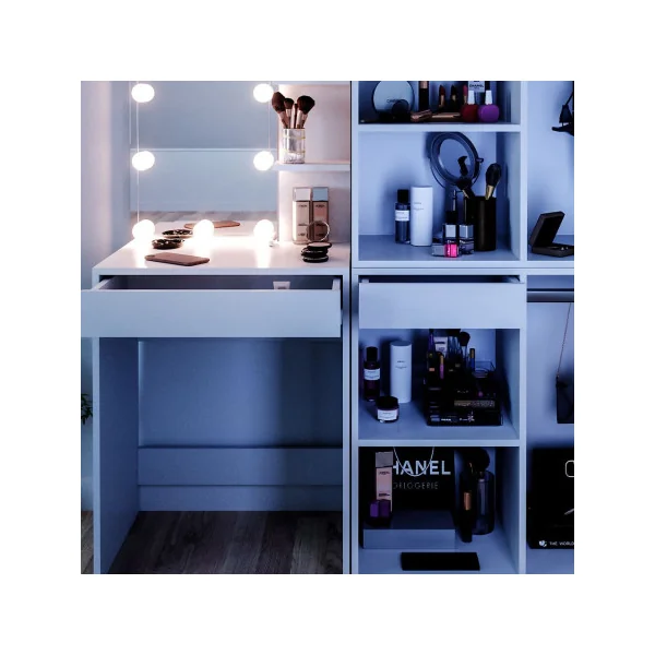 Coiffeuse blanche avec rangement + LED Coiffeuse maquillage Coiffeuse femme Coiffeuse chambre