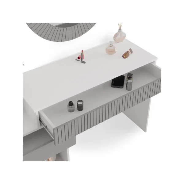 Coiffeuse blanche et grise Coiffeuse moderne Coiffeuse maquillage Coiffeuse femme Table manucure