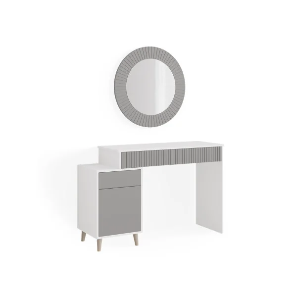Coiffeuse blanche et grise Coiffeuse moderne Coiffeuse maquillage Coiffeuse femme Table manucure