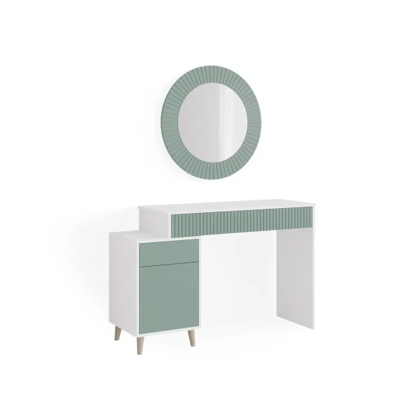 Coiffeuse blanche et vert menthe Coiffeuse moderne Coiffeuse maquillage Coiffeuse femme Table manucure