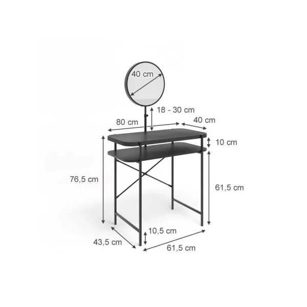 Coiffeuse en Métal avec Miroir Déplaçable Coiffeuse industrielle