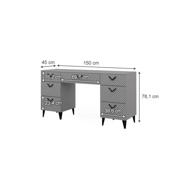Coiffeuse Grise Graphique Moderne Coiffeuse moderne Coiffeuse maquillage Coiffeuse femme Coiffeuse chambre