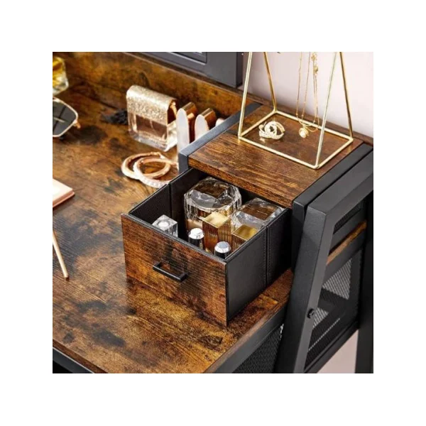 Coiffeuse industrielle avec tabouret avec miroir LED, table maquillage industrielle, Coiffeuse chambre, Coiffeuse moderne