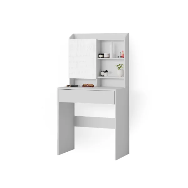 Coiffeuse moderne avec 1 tiroir et étagères miroir Table maquillage Table manucure Coiffeuse femme