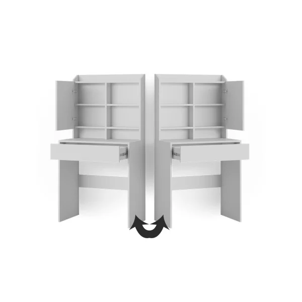Coiffeuse moderne avec 1 tiroir et étagères miroir Table maquillage Table manucure Coiffeuse femme