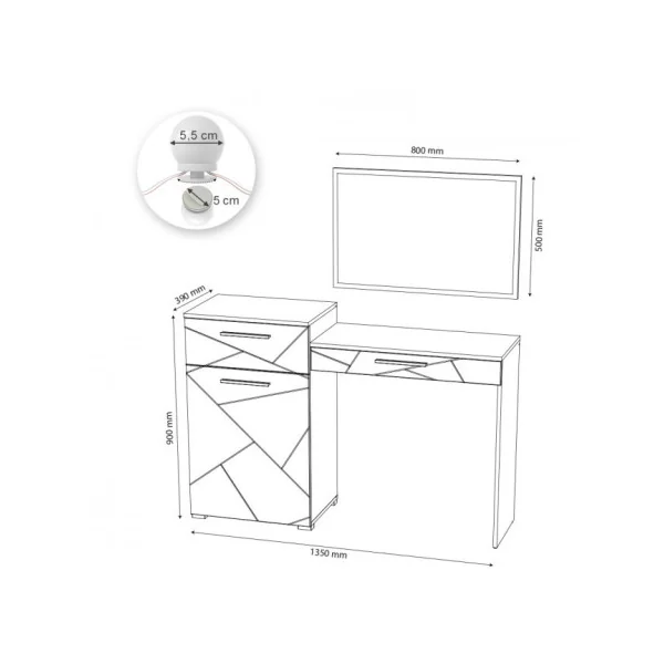 Coiffeuse moderne + LED table maquillage blanc brillant Table manucure Coiffeuse femme