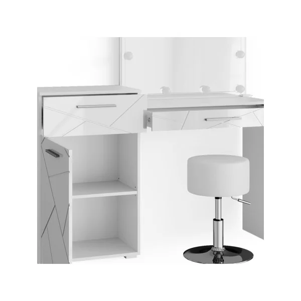 Coiffeuse moderne + LED + Tabouret Table maquillage blanc brillant Table manucure Coiffeuse femme