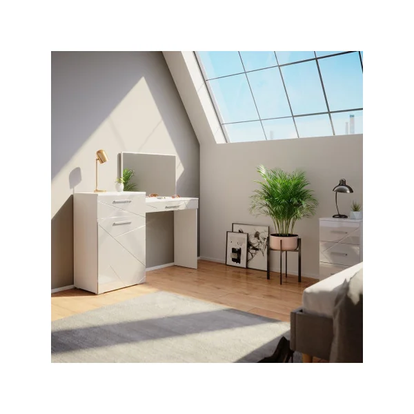 Coiffeuse moderne table maquillage blanc brillant Table manucure Coiffeuse femme