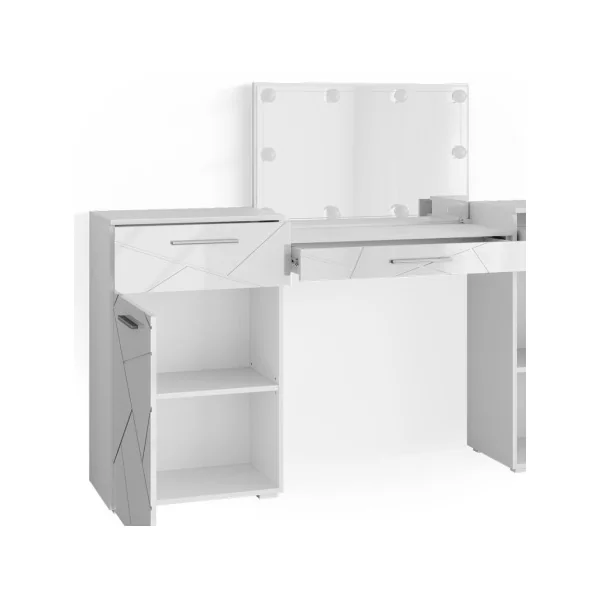 Coiffeuse table maquillage blanc brillant + LED Table manucure Coiffeuse femme Coiffeuse chambre