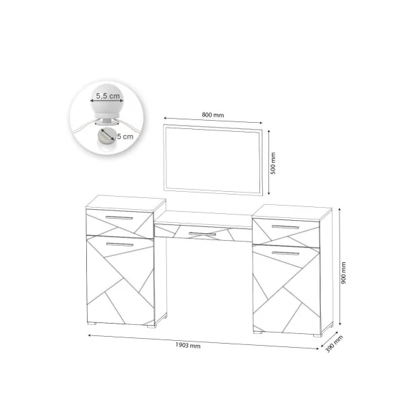 Coiffeuse table maquillage blanc brillant + LED Table manucure Coiffeuse femme Coiffeuse chambre