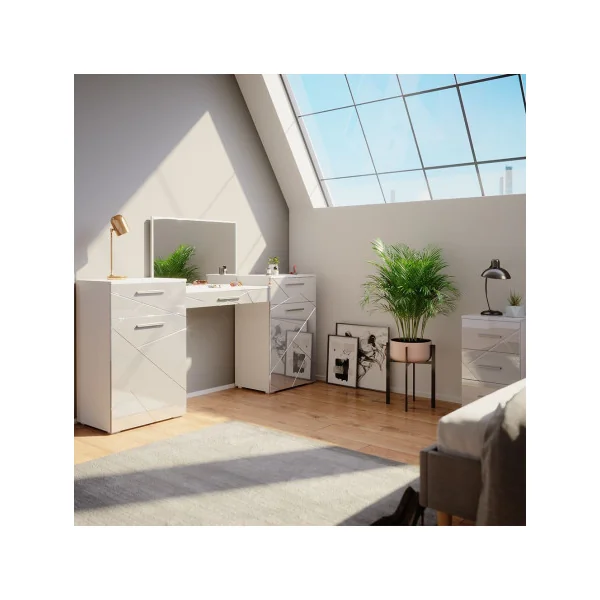 Coiffeuse table maquillage blanc brillant Table manucure Coiffeuse femme Coiffeuse chambre