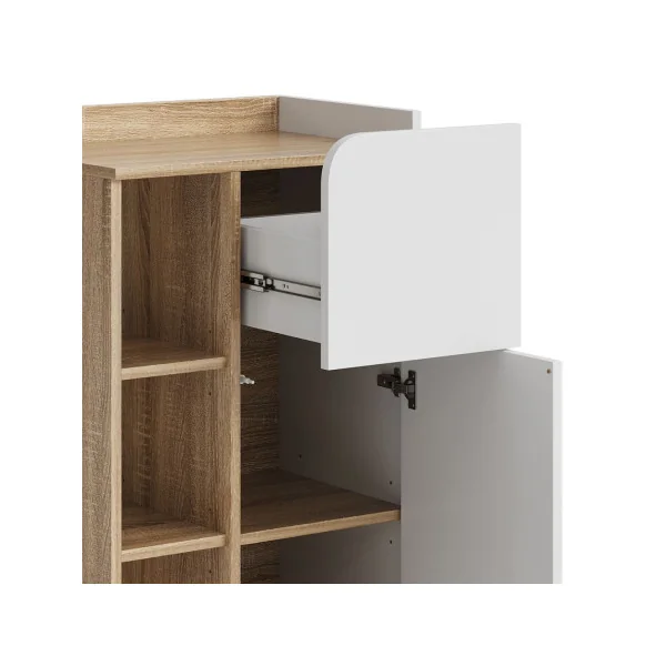Colonne de salle de bain Chêne et Blanc Armoire Basse salle de bain Armoire avec rangement