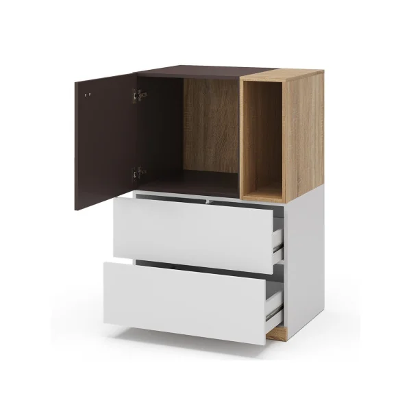 Commode 2 Tiroirs 1 Placard Commode Chambre Commode Salon Moderne
