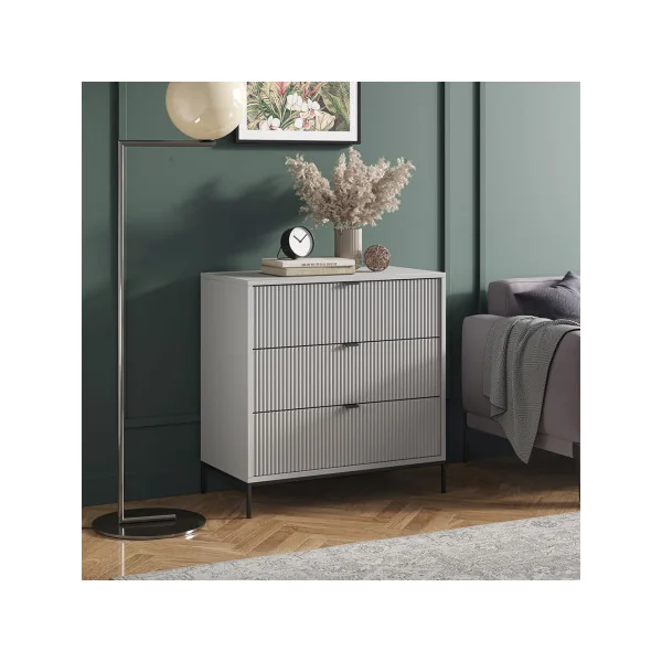 Commode 3 tiroirs design grise Commode grise Commode chambre moderne Commode salon