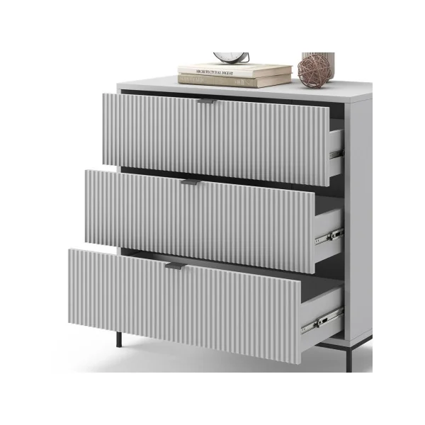 Commode 3 tiroirs design grise Commode grise Commode chambre moderne Commode salon