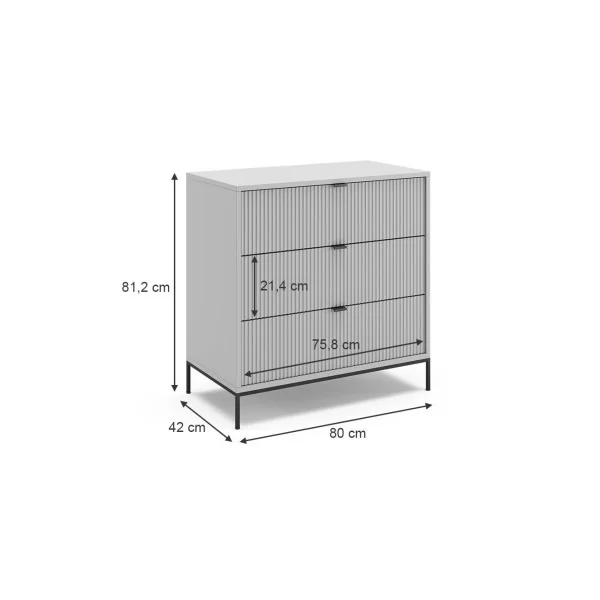 Commode 3 tiroirs design grise Commode grise Commode chambre moderne Commode salon