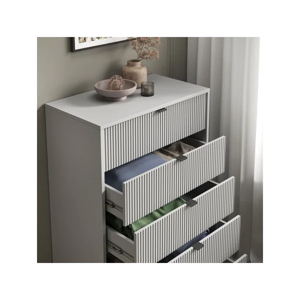 Commode 5 tiroirs design grise Commode grise Commode chambre moderne Commode salon